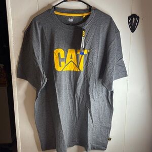 266 - CAT Gray T-Shirt with Yellow Logo